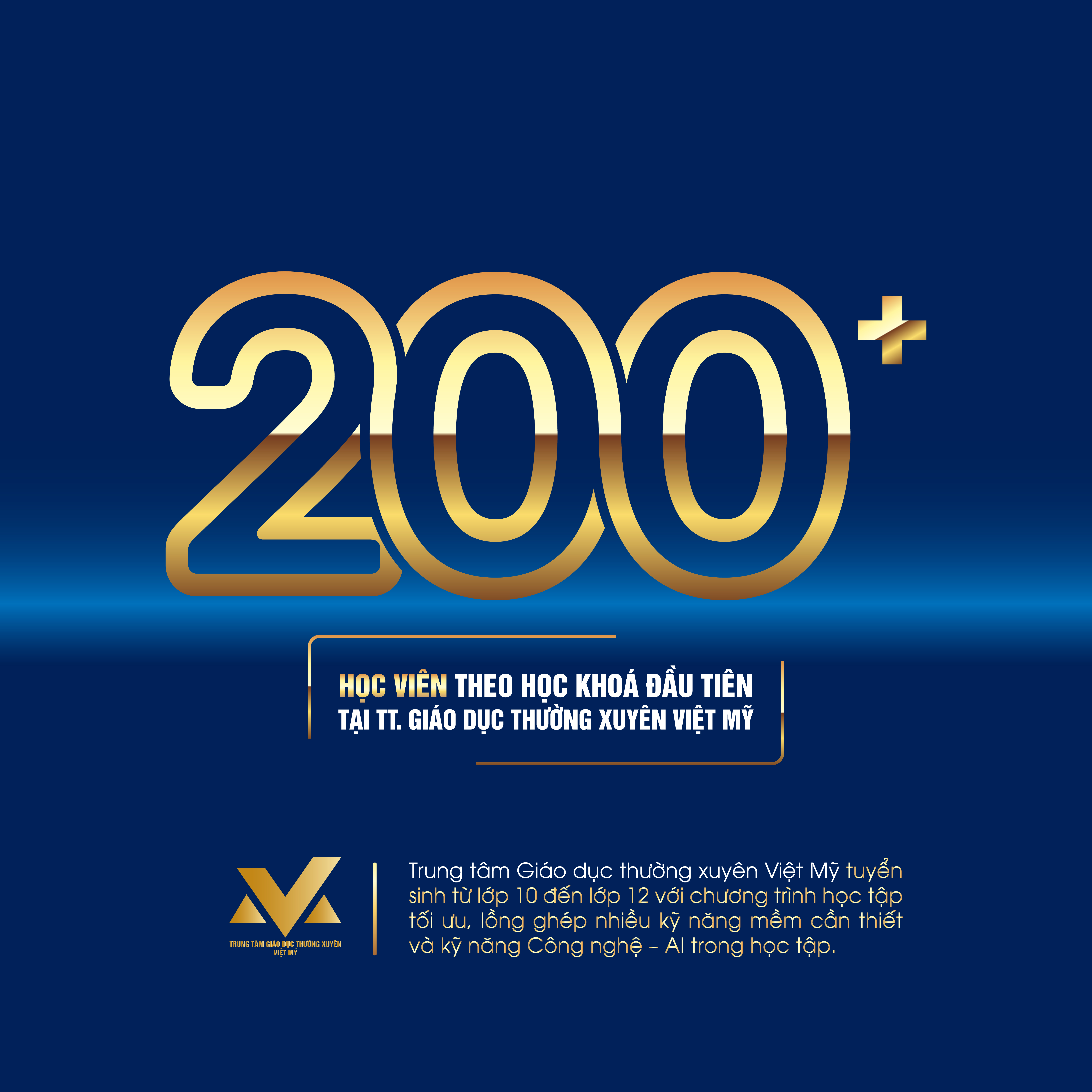 200+ học viên học khoá đầu tiên tại Trung tâm gdtx Việt Mỹ